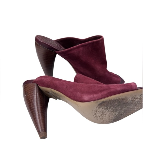 Tory Burch maroon burgundy Ellis stacked heel mule - Picture 2 of 6